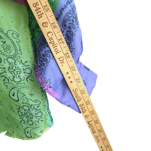 AU Studio Bandana Print Button Front Shirt Top Multicolor Long Sleeve Bohemian - Picture 4 of 7